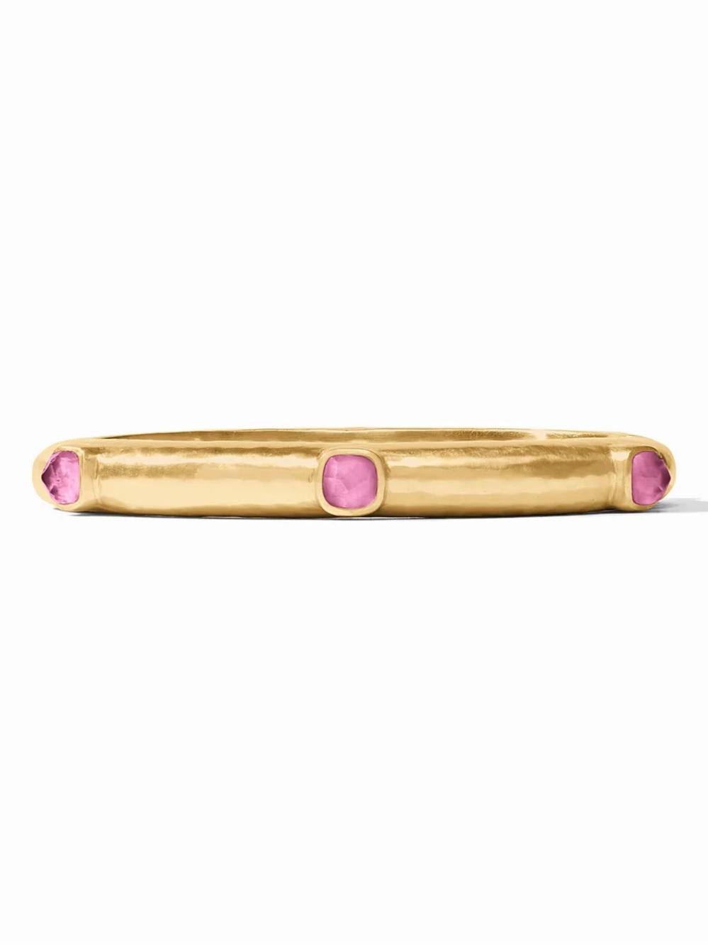 Gold Bangle Bracelet with Pink Gem Accents